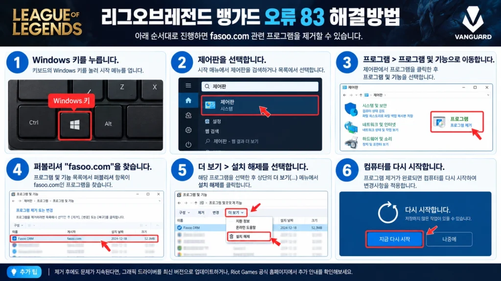 fosoo.com프로그램삭제 뱅가드오류83