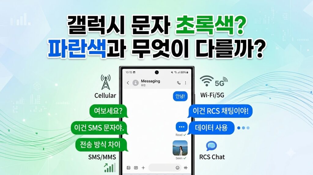갤럭시 문자 녹색 말풍선과 파란색 말풍선 차이 비교
