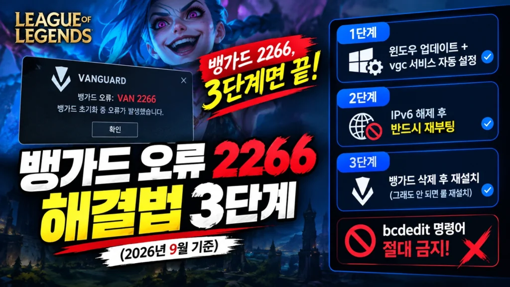 롤 뱅가드오류 2266 해결방법 게임 접속이 안될 때 유용한 방법들