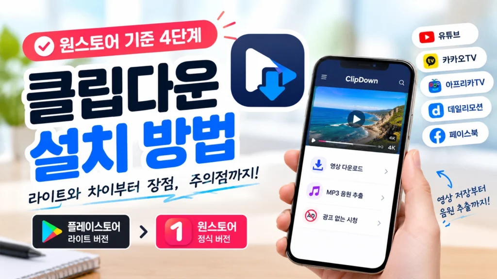 클립다운 설치방법-다운로드-원스토어-클립다운라이트