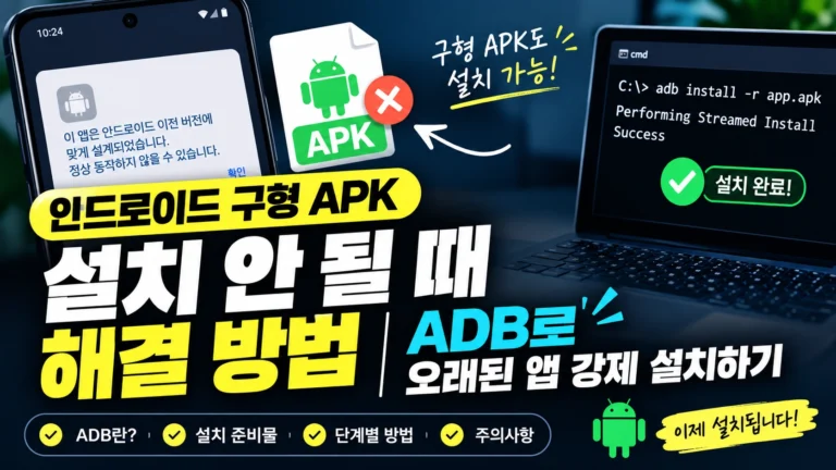 호환되지않는 앱, 안드로이드 15구형 APK 설치 안 될 때 해결 방법, ADB로 오래된 앱 강제 설치하기